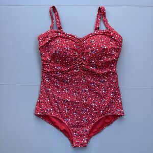 Lands' End Red Star-Print One-Piece Swimsuit